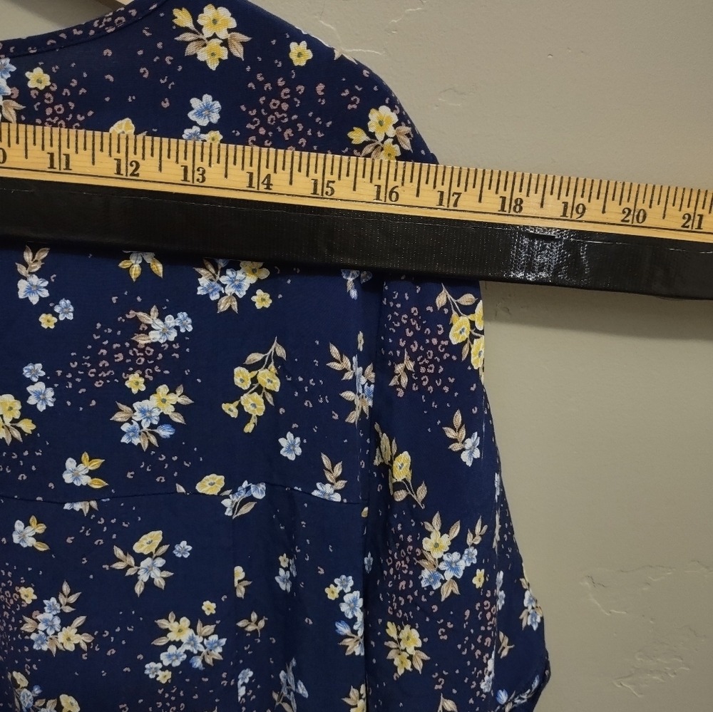Torrid Navy‎ Floral Challis Mini Dress 2X Trapeze Short Sleeve Beach Coastal - Picture 11 of 12